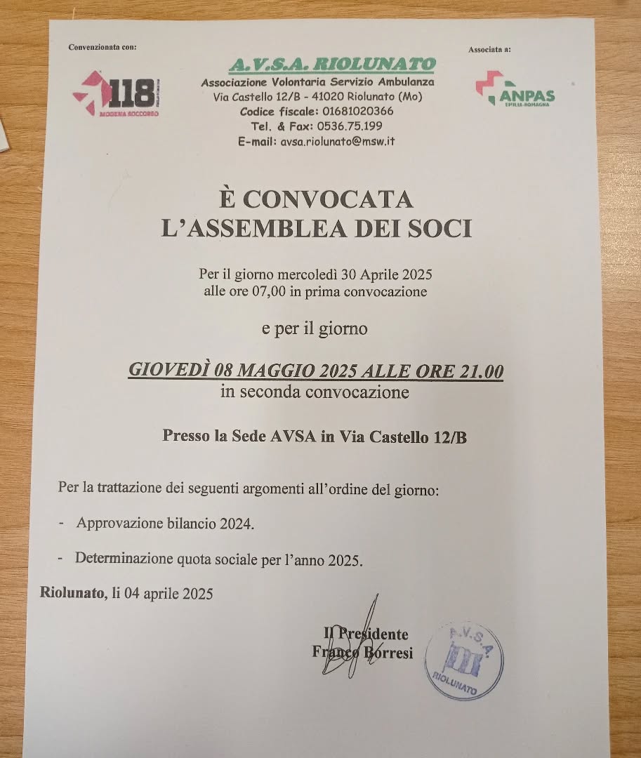 Assemblea soci AVSA
